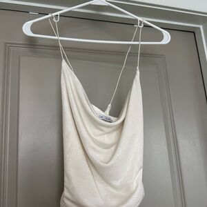 Cream Backless Ruched Tank Top